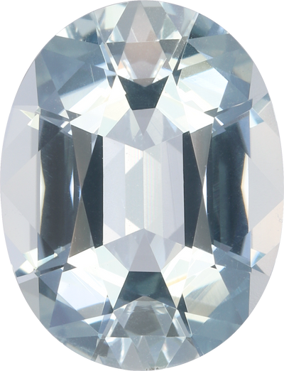 Oval cut aquamarine, 13.37 by 10.22 mm, shown at actual size