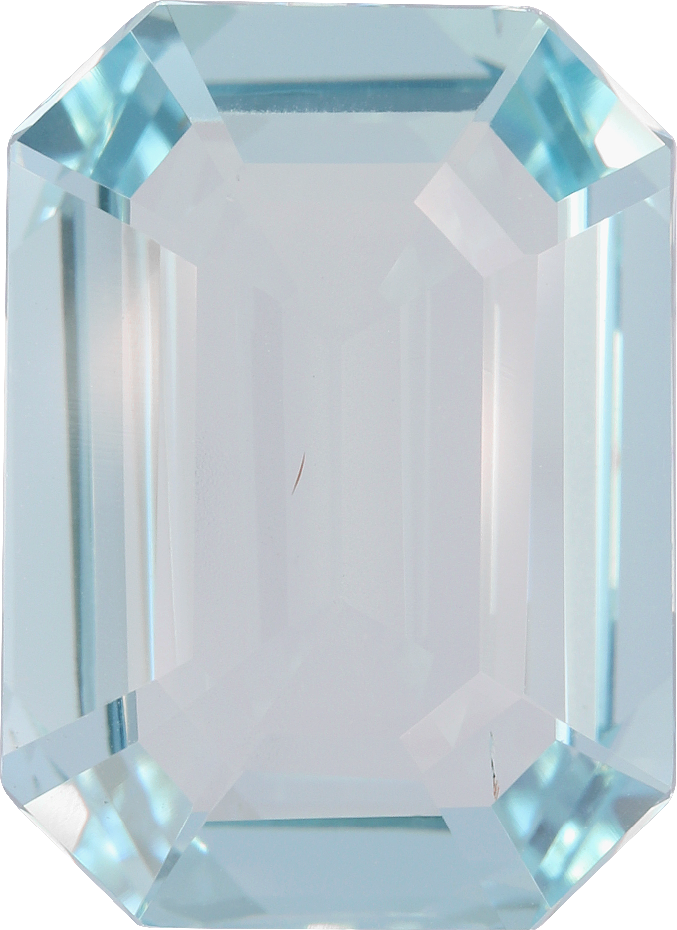 Rectangular cut aquamarine, 17.92 by 13.01 mm, shown at actual size