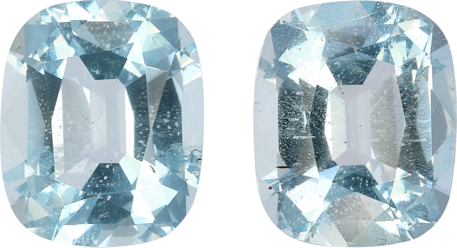Cushion cut aquamarine, 11.16 by 9.18 mm, shown at actual size