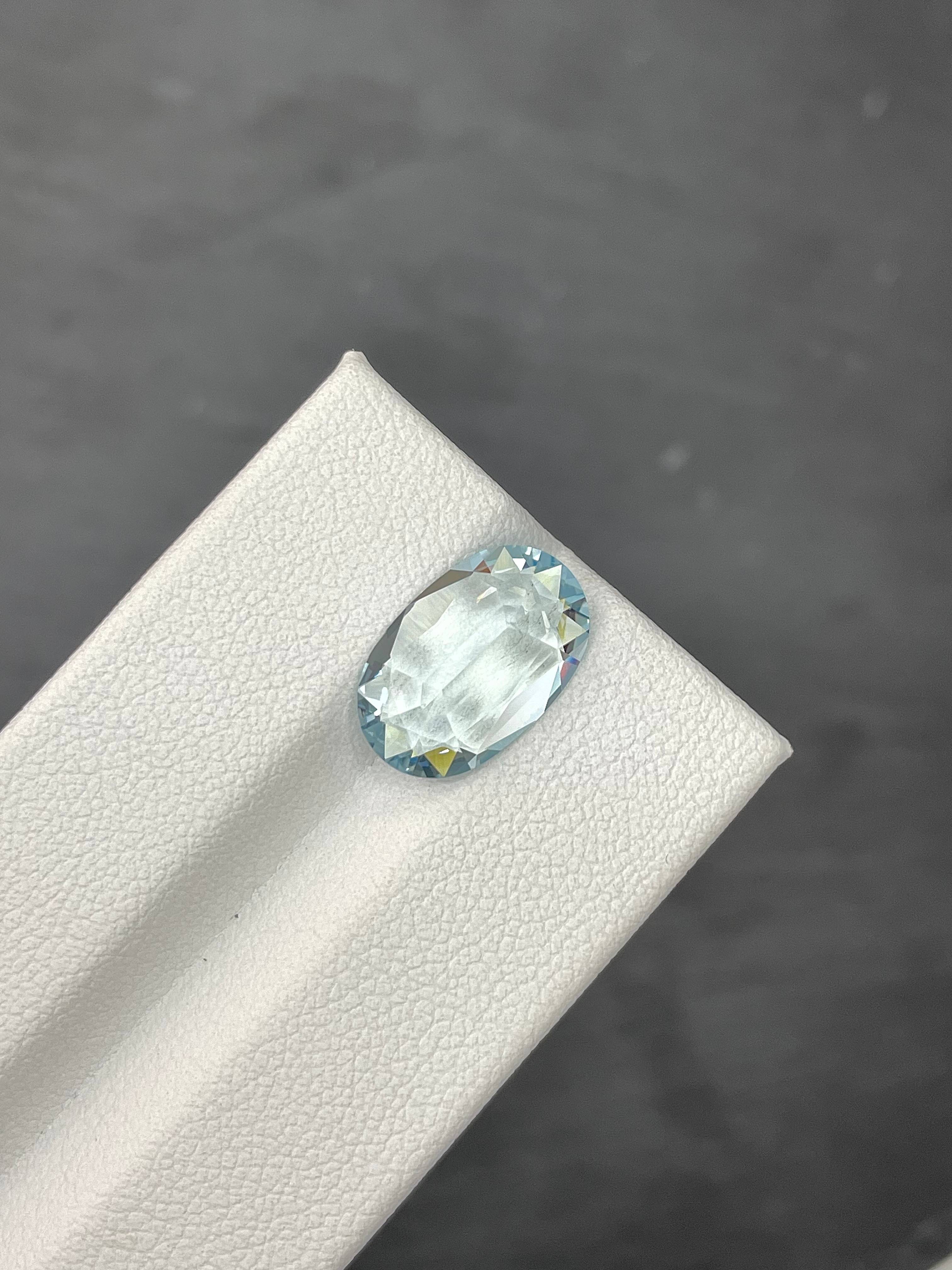 baby blue aquamarine, 4.03ct oval cut — view 6