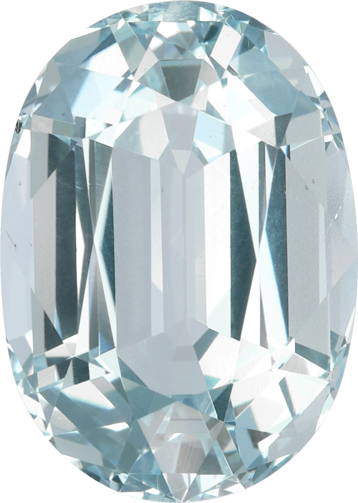 Oval cut aquamarine, 14.08 by 10.05 mm, shown at actual size