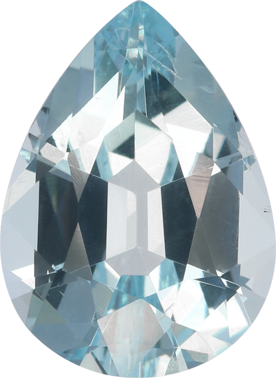 Pear cut aquamarine, 13.79 by 10.08 mm, shown at actual size