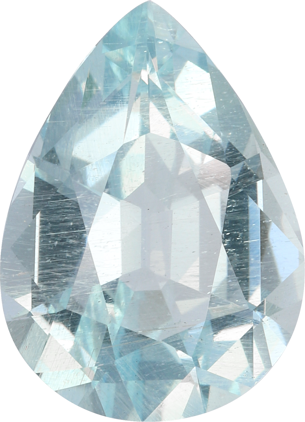Pear cut aquamarine, 13.77 by 10 mm, shown at actual size
