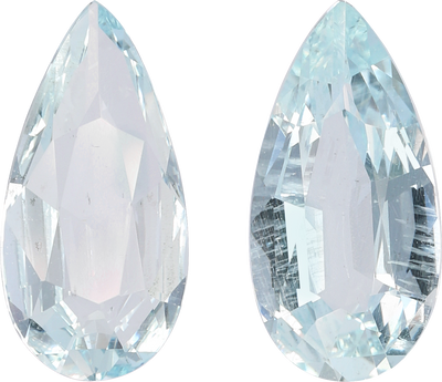 Pear cut aquamarine, 13.98 by 6.99 mm, shown at actual size