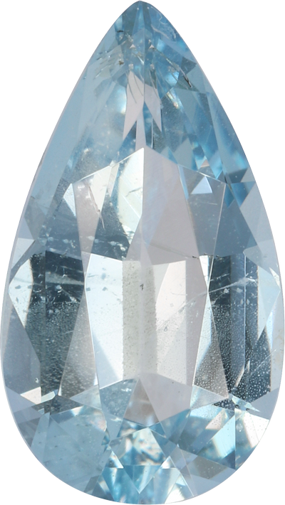 Pear cut aquamarine, 13.16 by 7.42 mm, shown at actual size