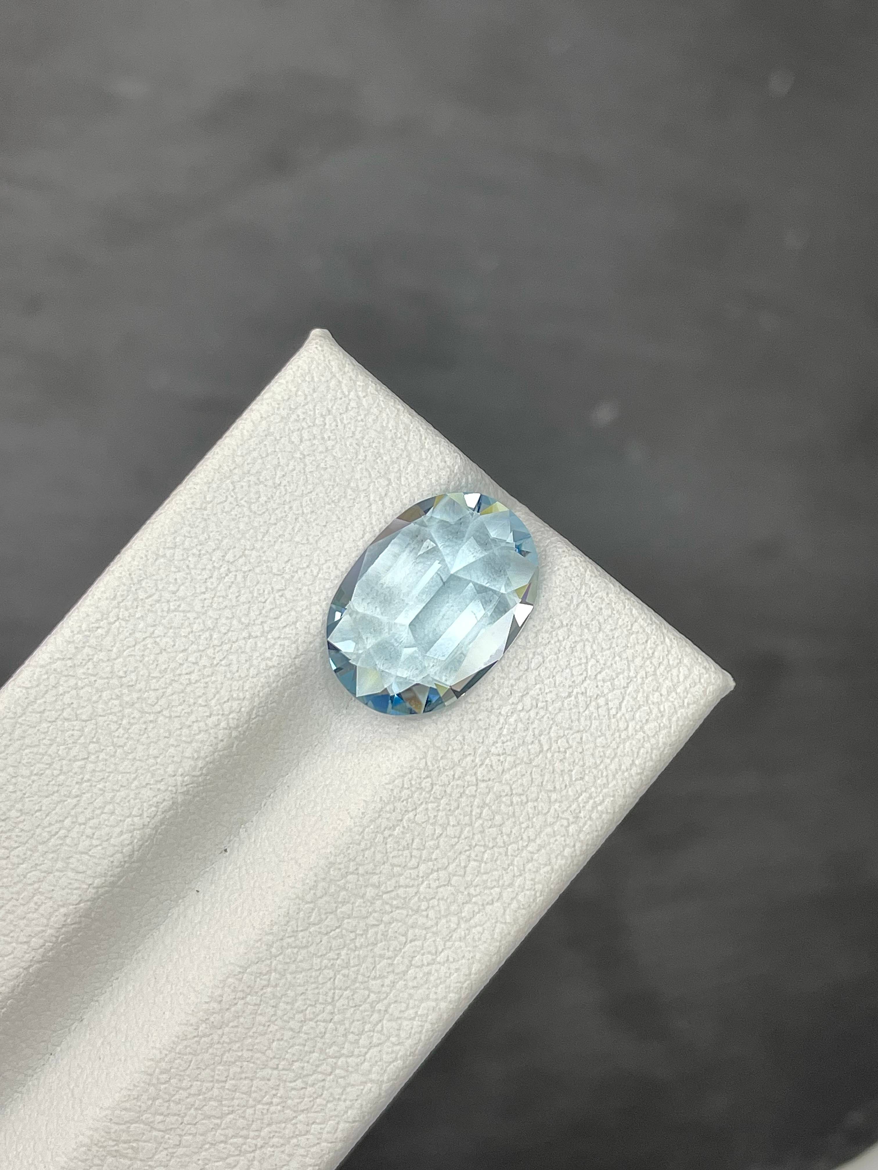 baby blue aquamarine, 4.49ct oval cut — view 6