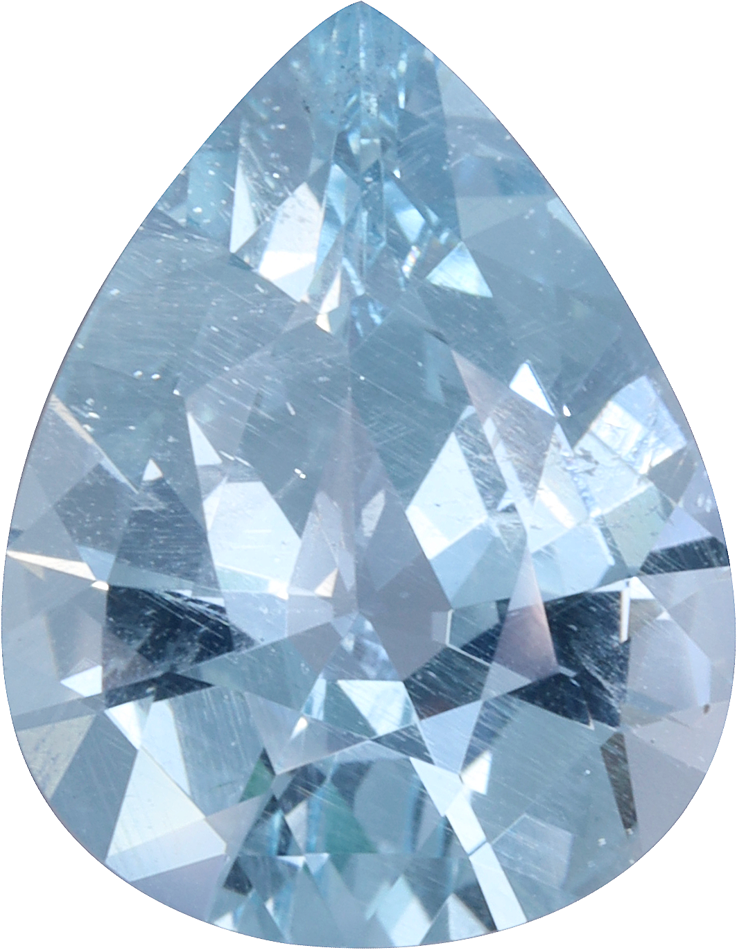 Pear cut aquamarine, 13.53 by 10.54 mm, shown at actual size