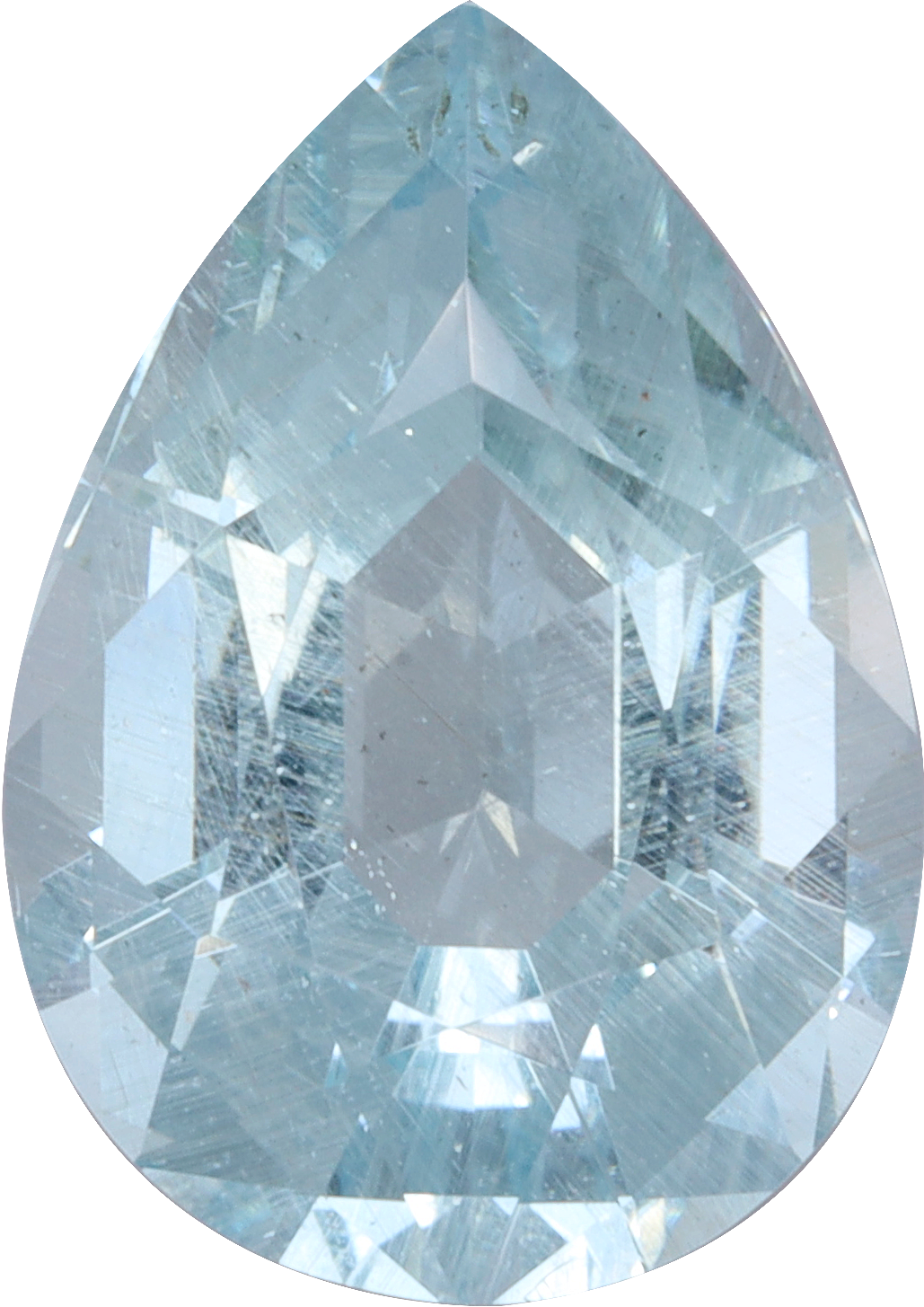 Pear cut aquamarine, 14.21 by 10.1 mm, shown at actual size