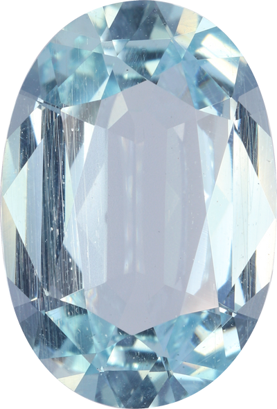 Oval cut aquamarine, 15.02 by 10.12 mm, shown at actual size