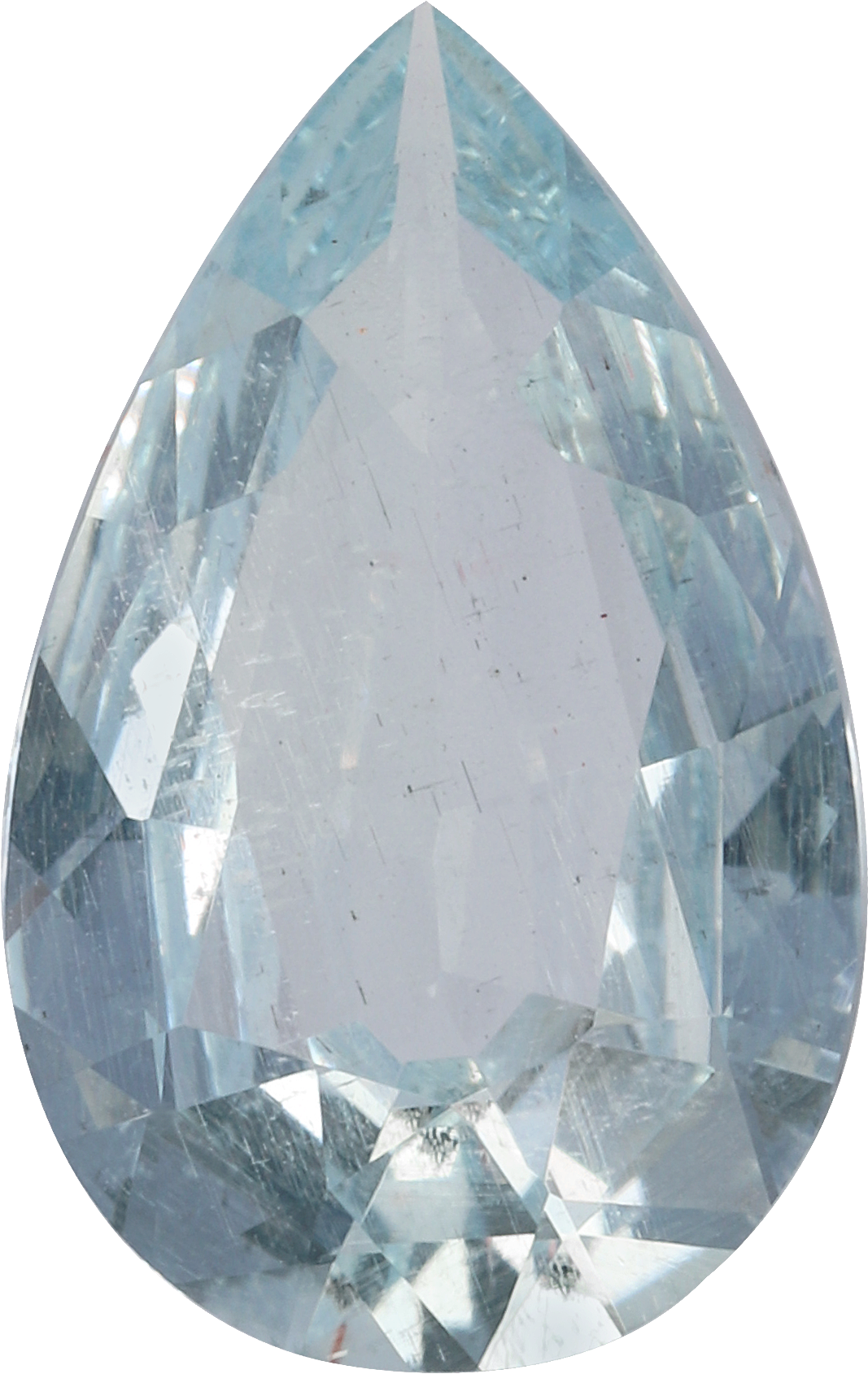 Pear cut aquamarine, 14.75 by 9.22 mm, shown at actual size