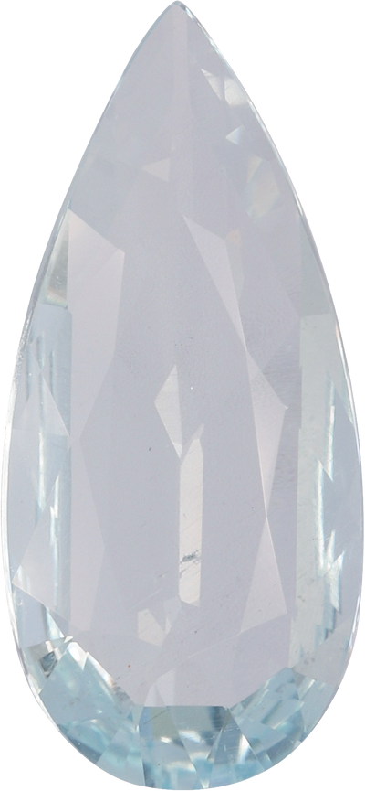 Pear cut aquamarine, 16.36 by 7.54 mm, shown at actual size
