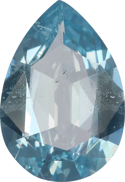 Pear cut aquamarine, 12.16 by 8.24 mm, shown at actual size