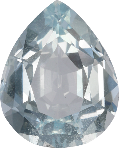 Pear cut aquamarine, 12.3 by 9.93 mm, shown at actual size