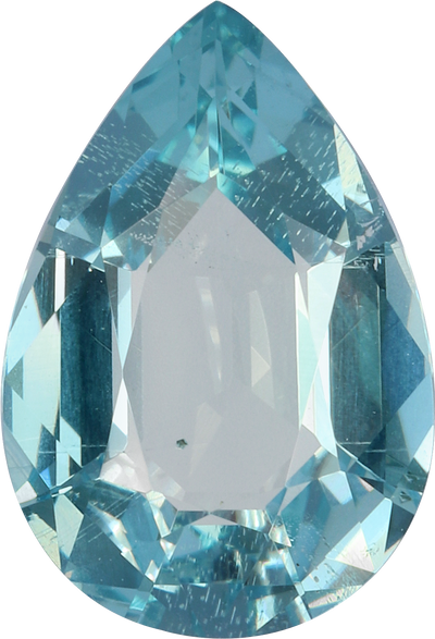 Pear cut aquamarine, 12.85 by 8.72 mm, shown at actual size