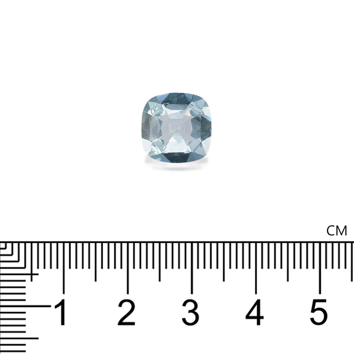 sky blue aquamarine, 3.79ct cushion cut — view 4
