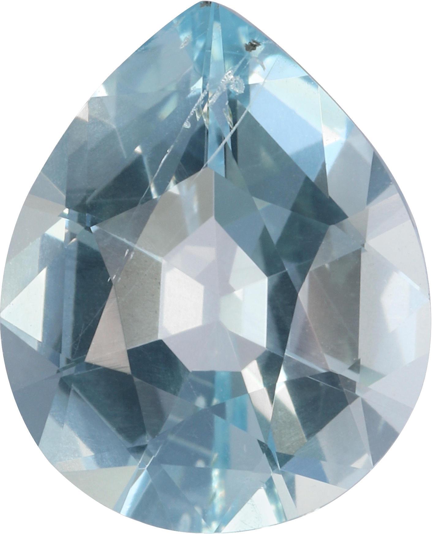Pear cut aquamarine, 10.76 by 8.76 mm, shown at actual size