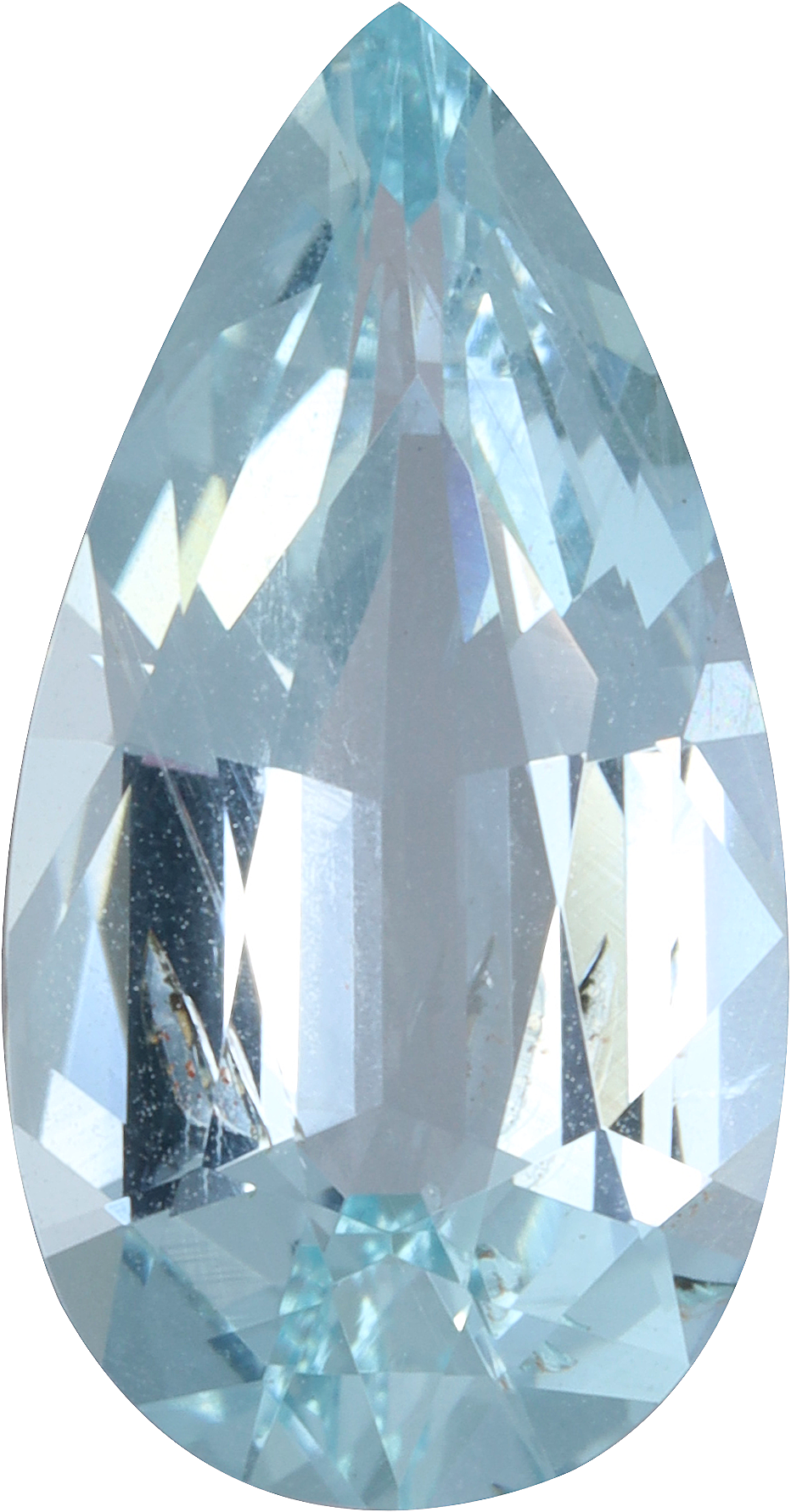 Pear cut aquamarine, 15.5 by 8.09 mm, shown at actual size