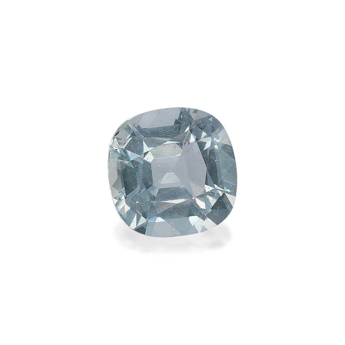 sky blue aquamarine, 3.49ct cushion cut — view 3