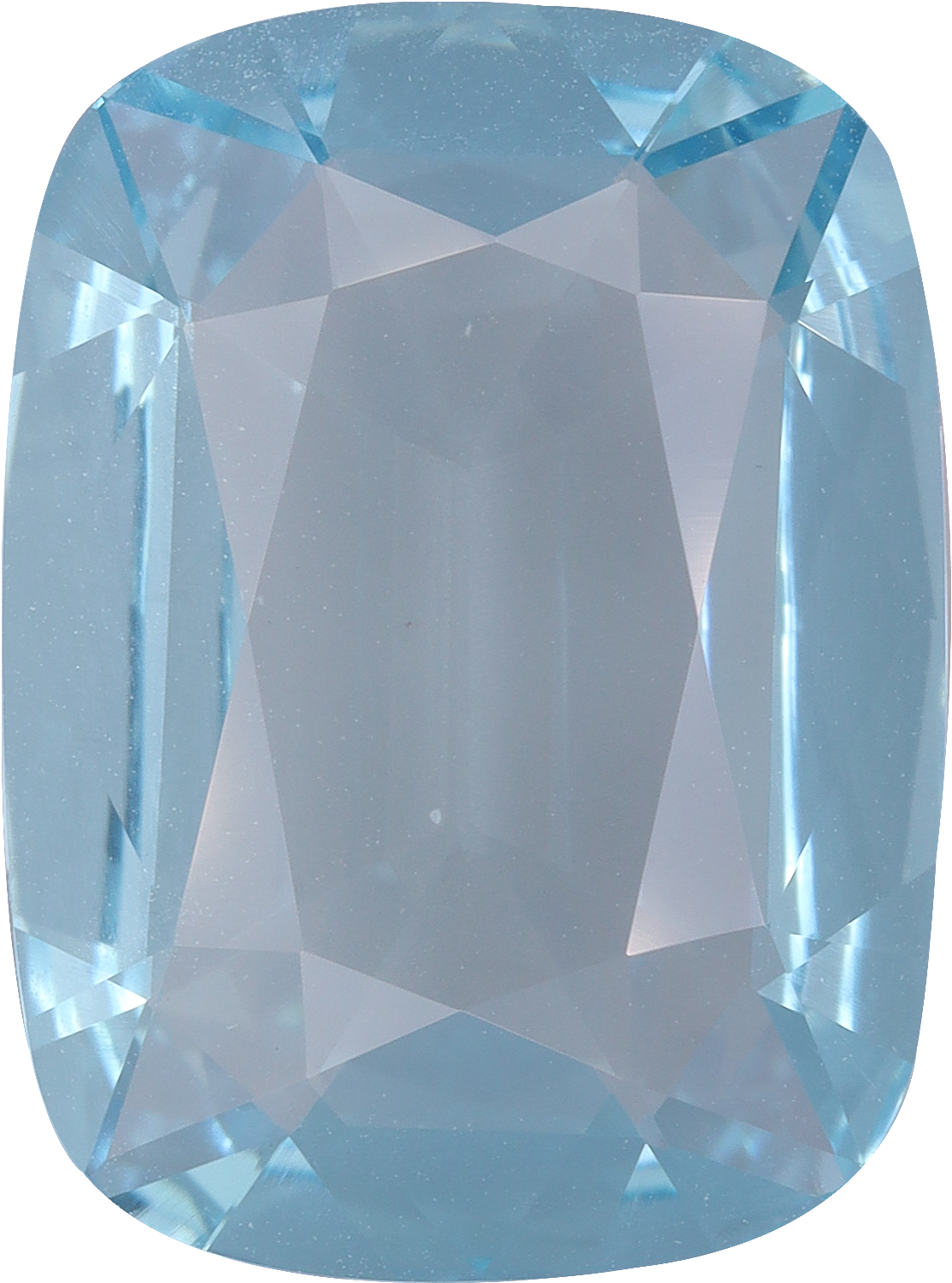 Cushion cut aquamarine, 17.84 by 13.15 mm, shown at actual size