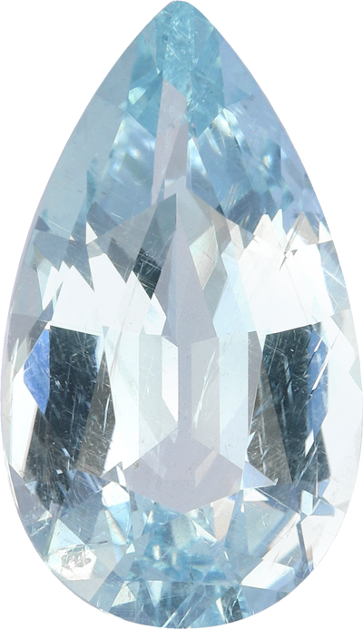 Pear cut aquamarine, 19.36 by 11.12 mm, shown at actual size