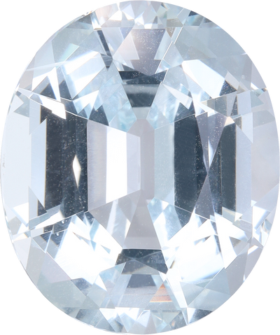 Oval cut aquamarine, 18.15 by 15.2 mm, shown at actual size