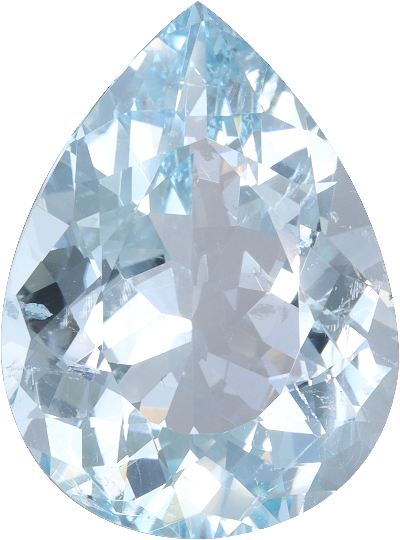 Pear cut aquamarine, 19.01 by 14.12 mm, shown at actual size