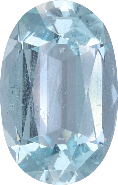 Oval cut aquamarine, 18.75 by 12.07 mm, shown at actual size