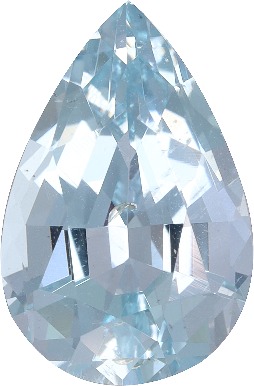 Pear cut aquamarine, 11.74 by 7.72 mm, shown at actual size