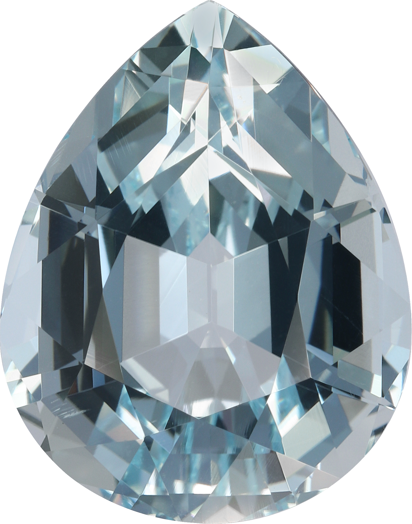 Pear cut aquamarine, 19.46 by 15.33 mm, shown at actual size