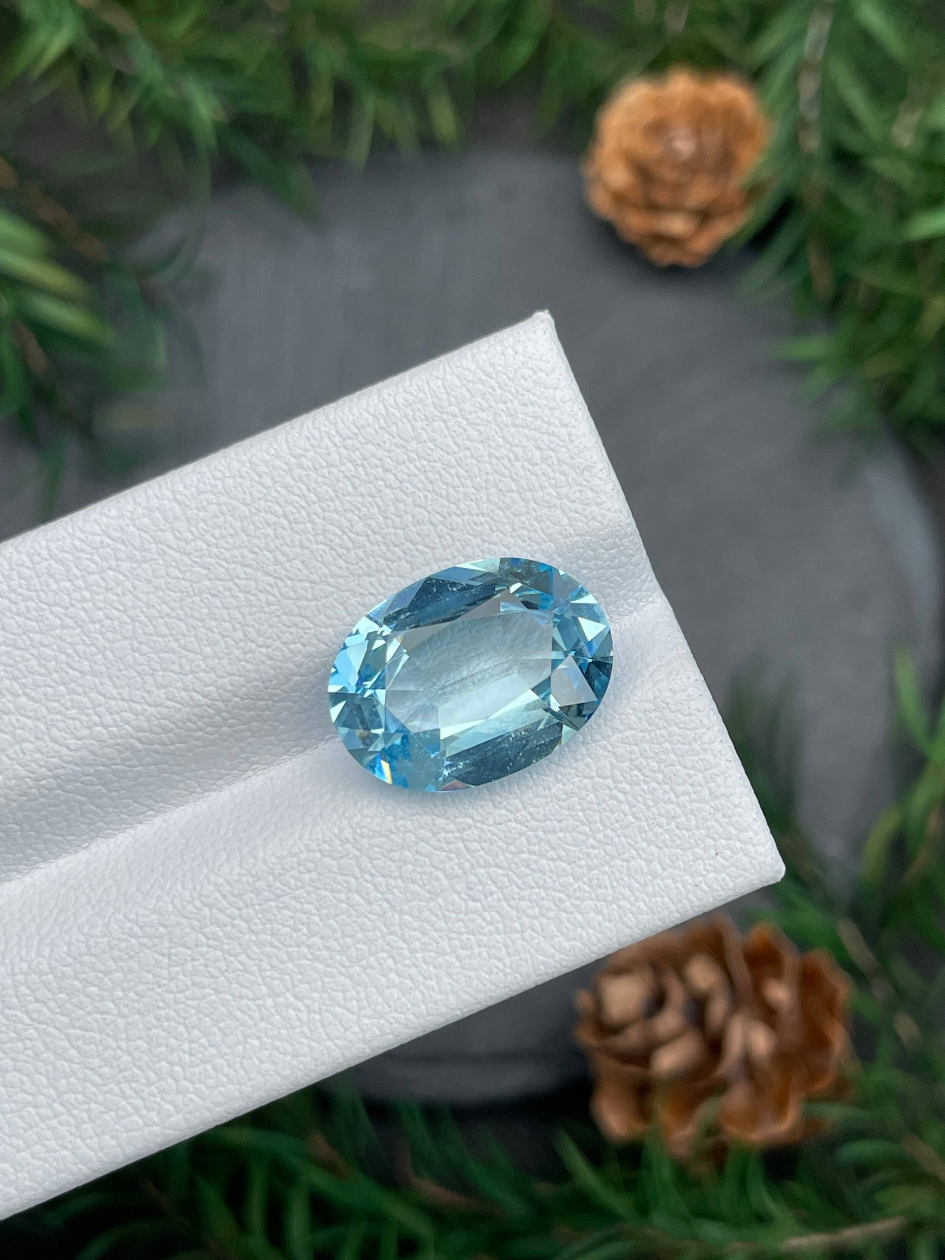baby blue aquamarine, 6.43ct oval cut — view 5