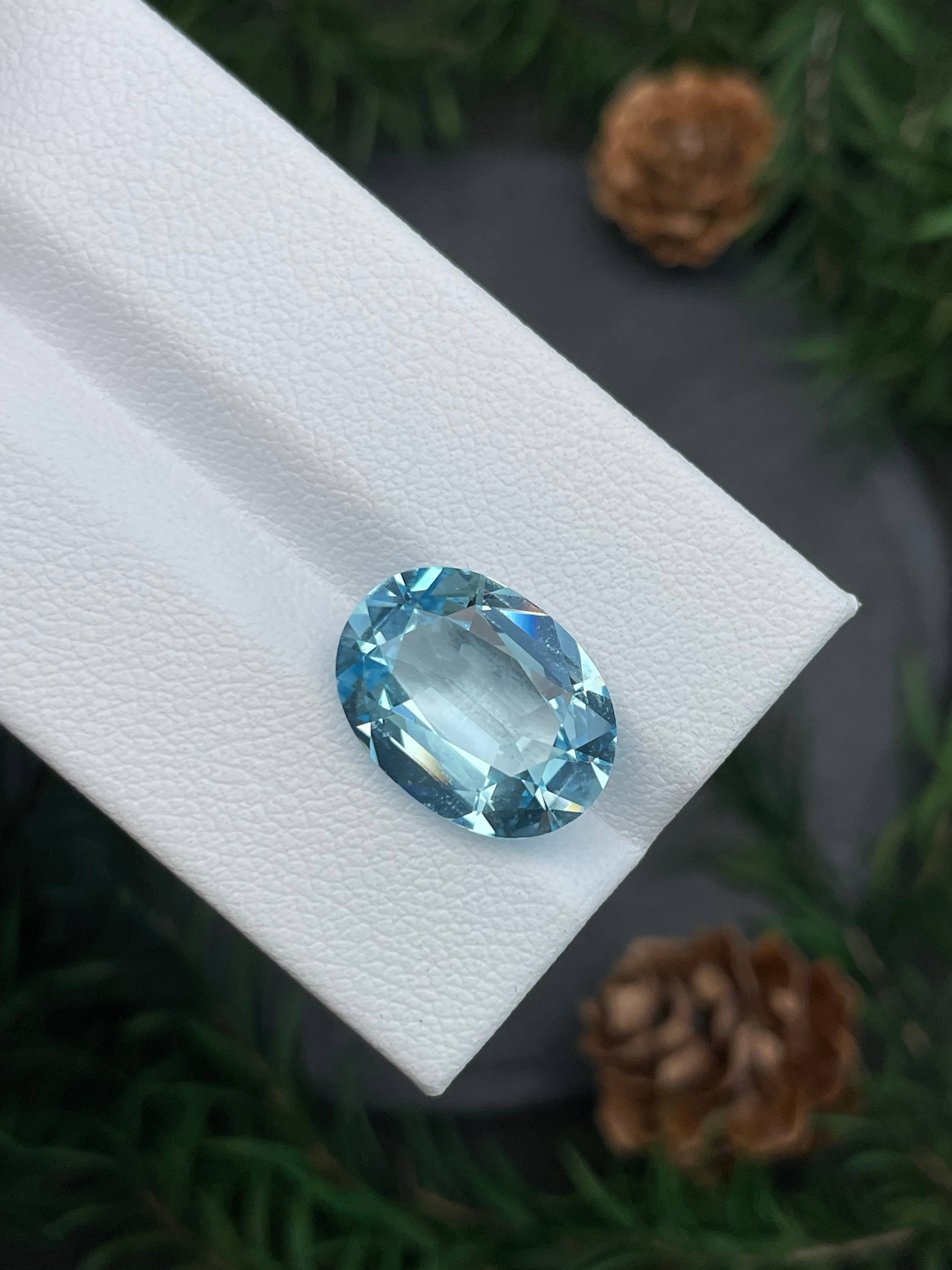 baby blue aquamarine, 6.43ct oval cut — view 6