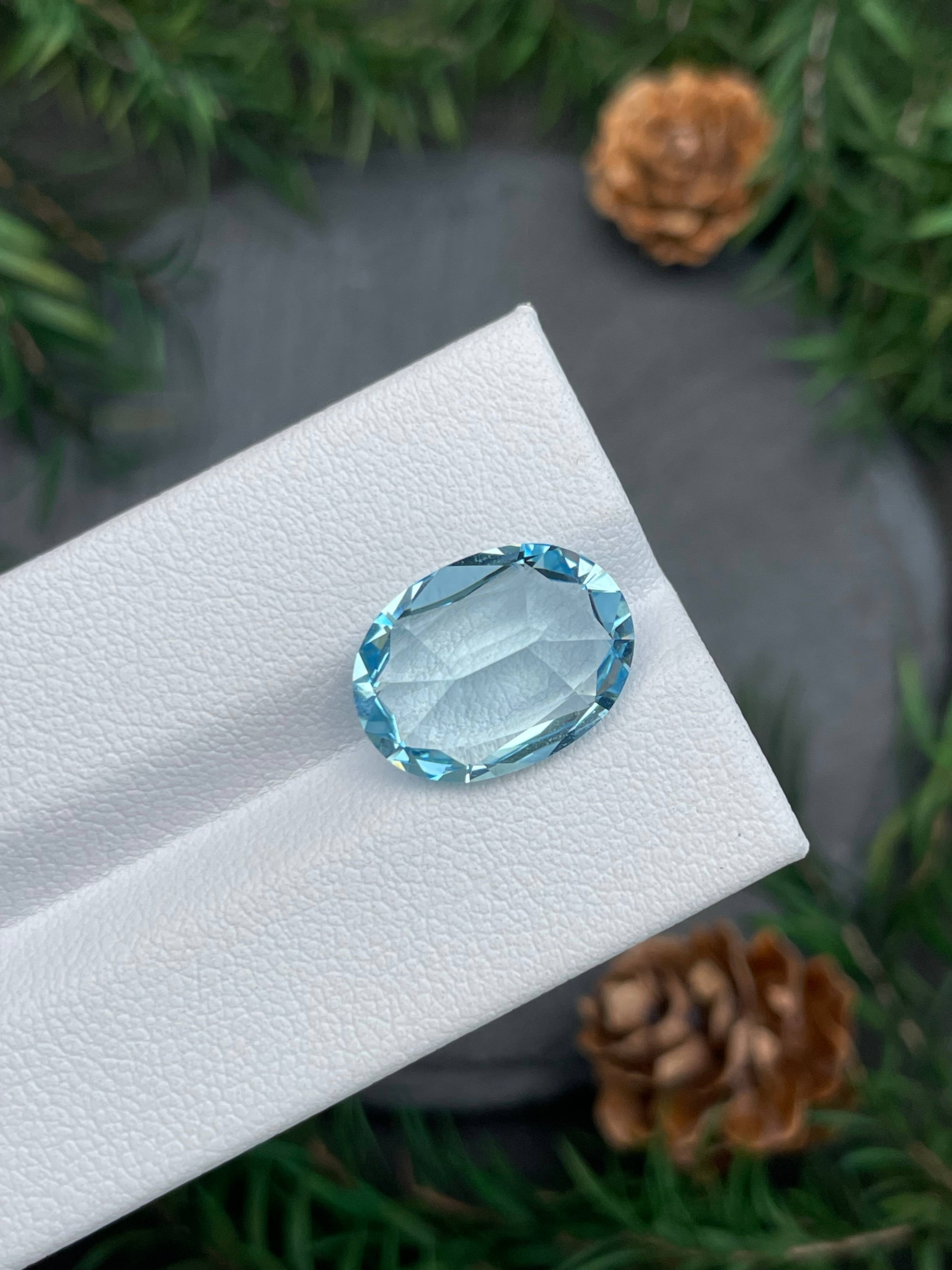 baby blue aquamarine, 6.43ct oval cut — view 7