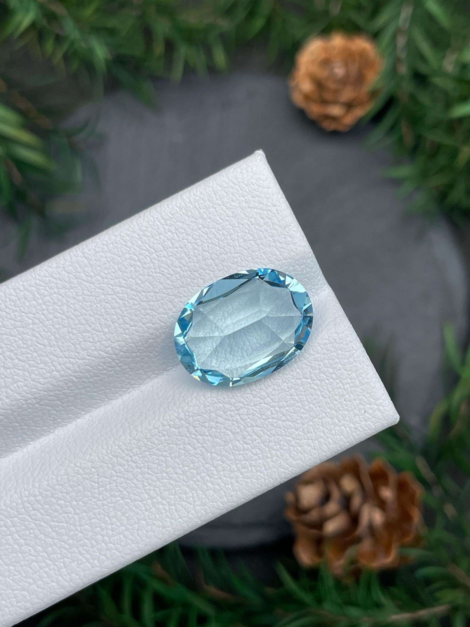 baby blue aquamarine, 6.43ct oval cut — view 7