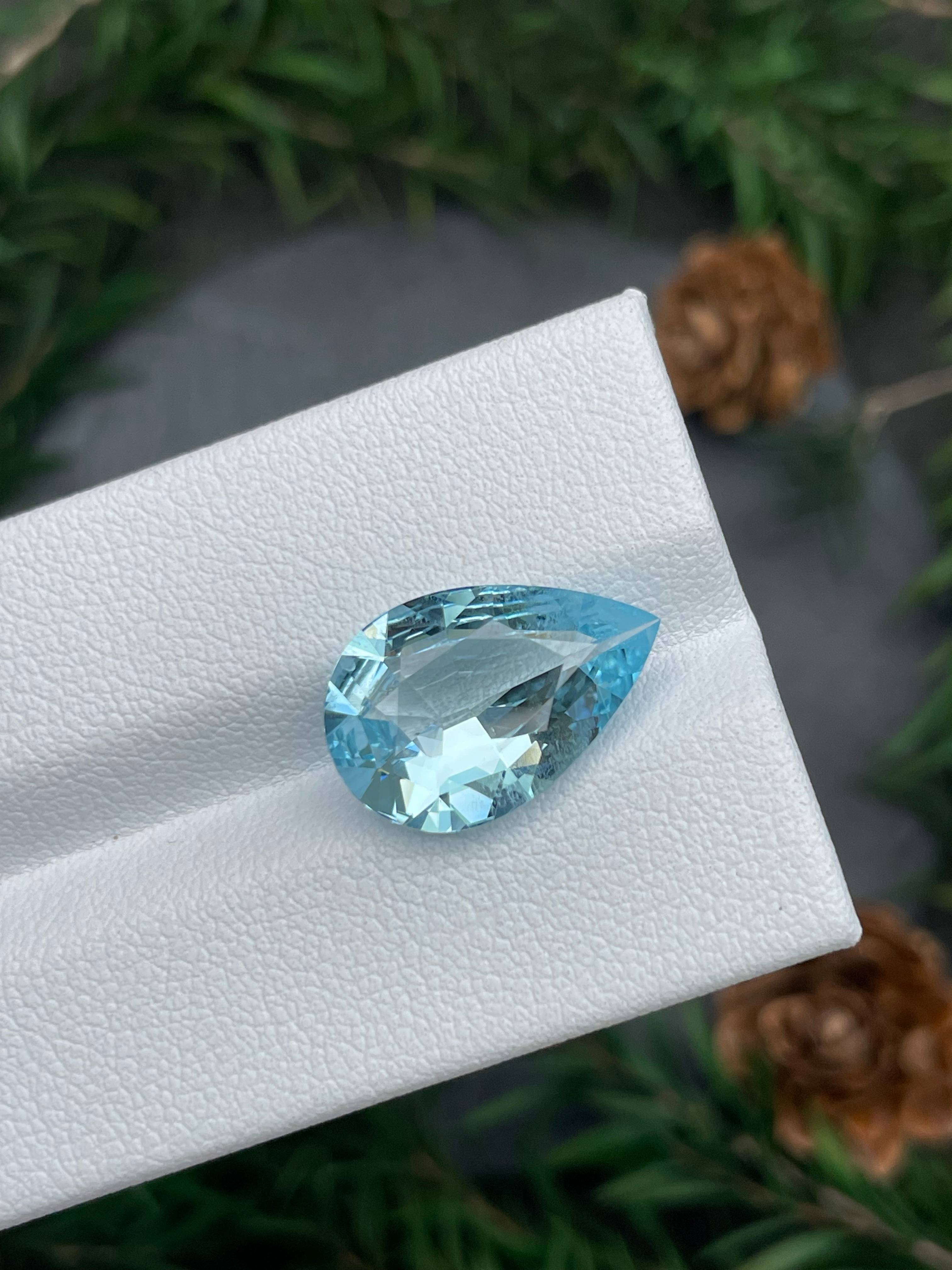 sky blue aquamarine, 5.12ct pear cut — view 5