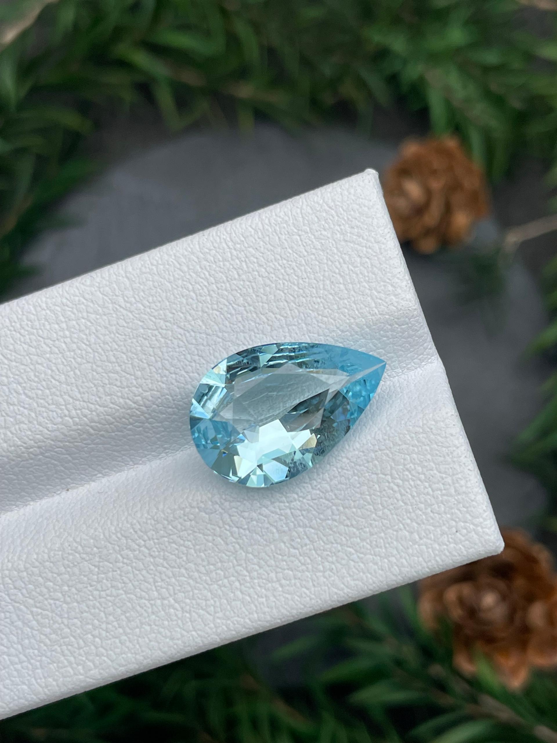 sky blue aquamarine, 5.12ct pear cut — view 5