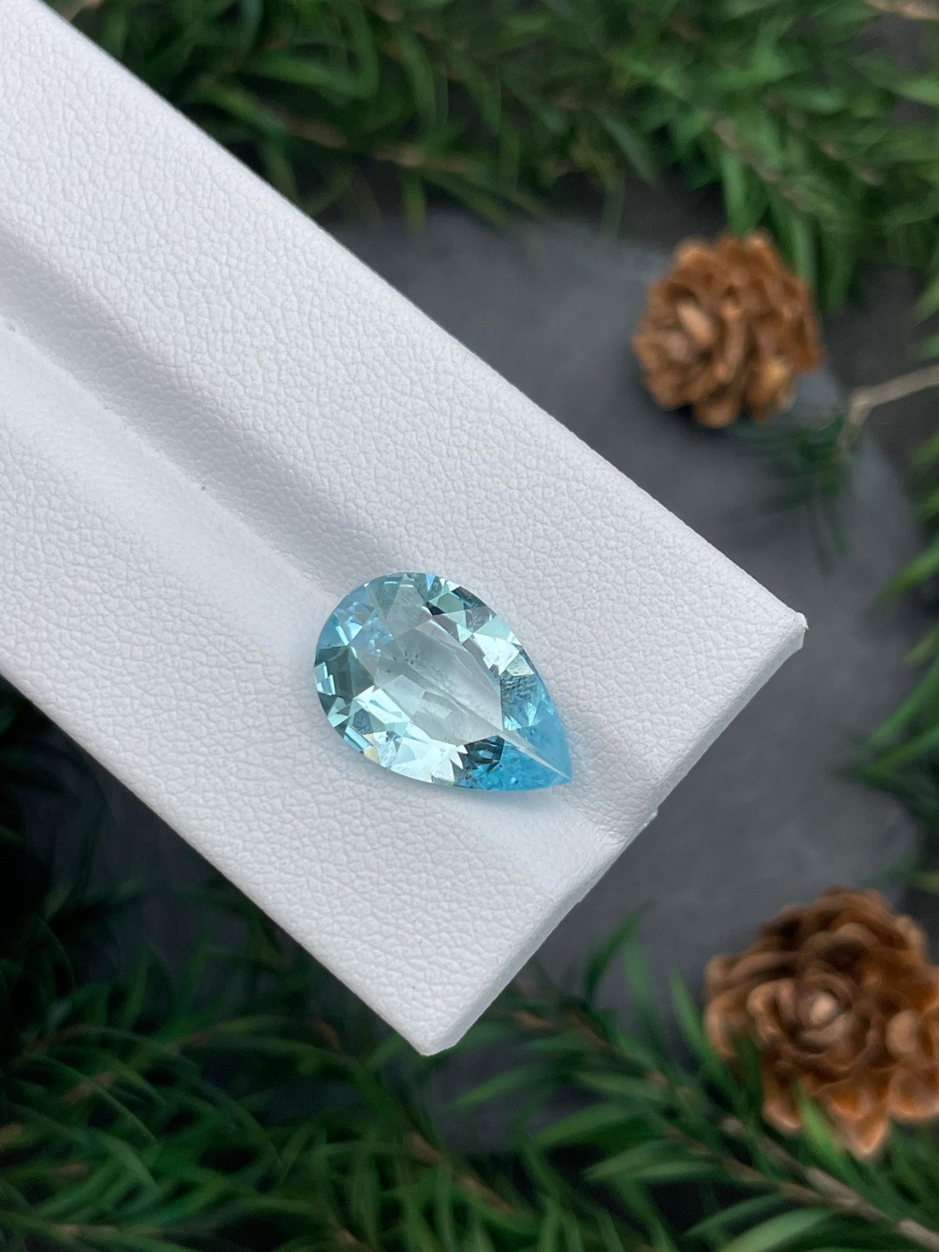 sky blue aquamarine, 5.12ct pear cut — view 6