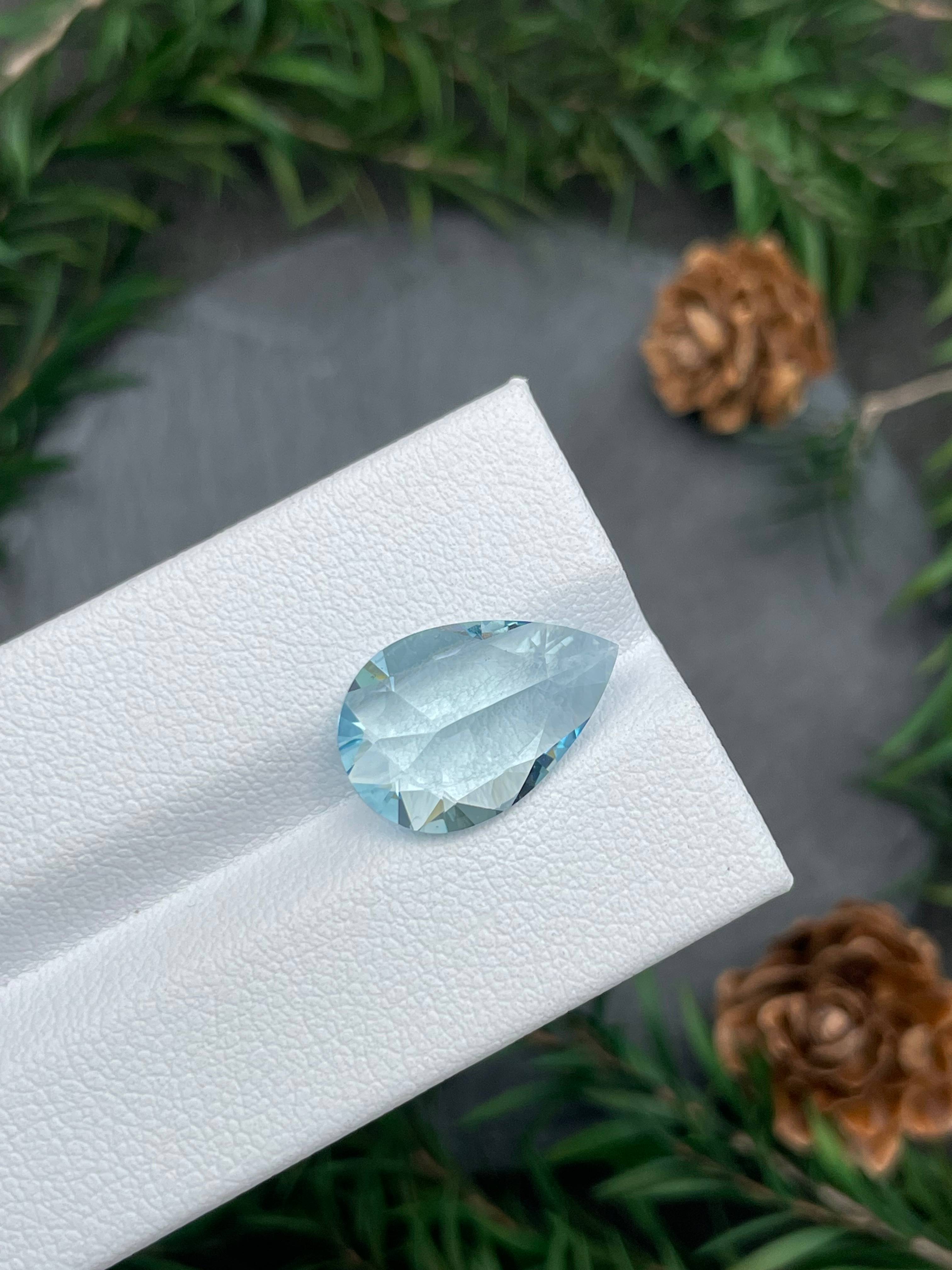 sky blue aquamarine, 5.12ct pear cut — view 7