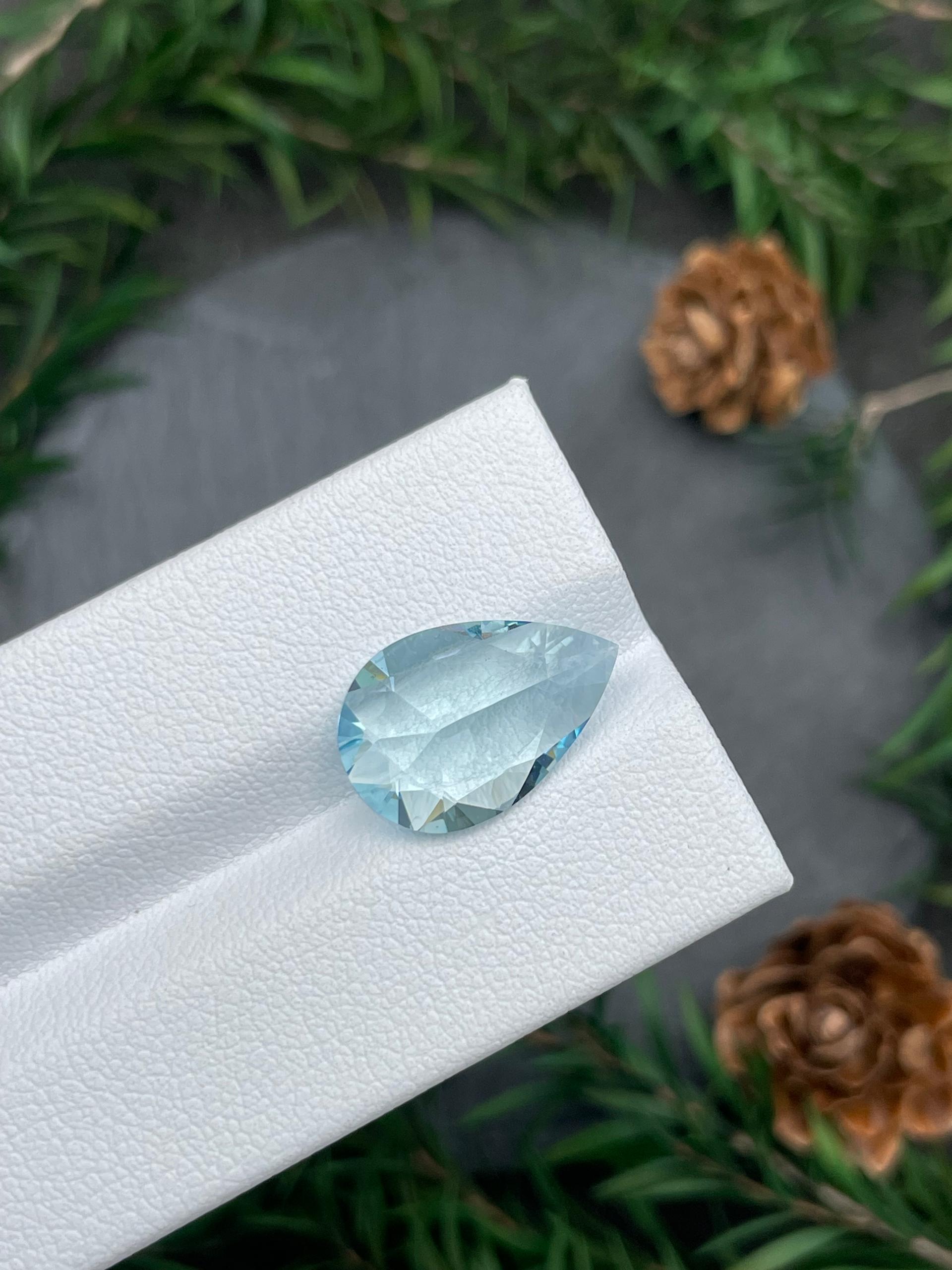 sky blue aquamarine, 5.12ct pear cut — view 7