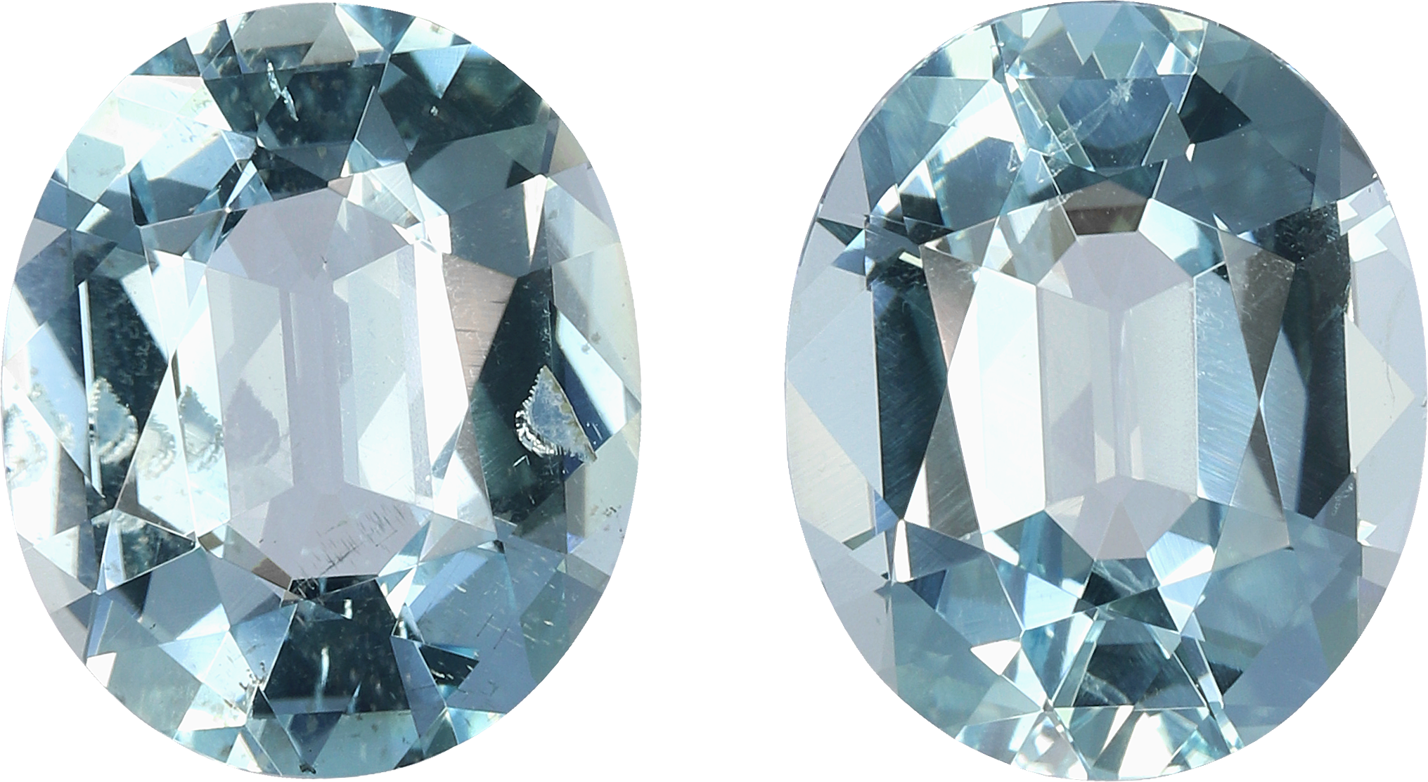 Oval cut aquamarine, 12.09 by 9.96 mm, shown at actual size