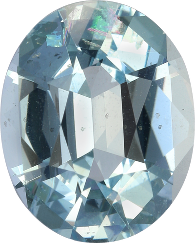 Oval cut aquamarine, 12.41 by 9.94 mm, shown at actual size