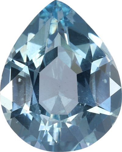 Pear cut aquamarine, 11.04 by 8.79 mm, shown at actual size
