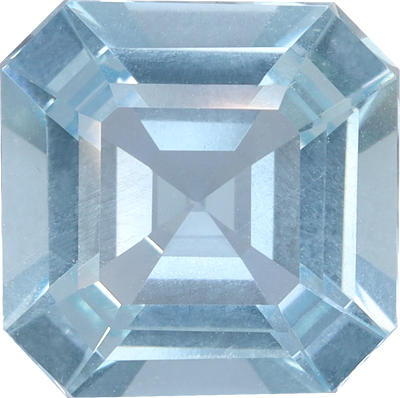 Square cut aquamarine, 8.82 by 8.78 mm, shown at actual size