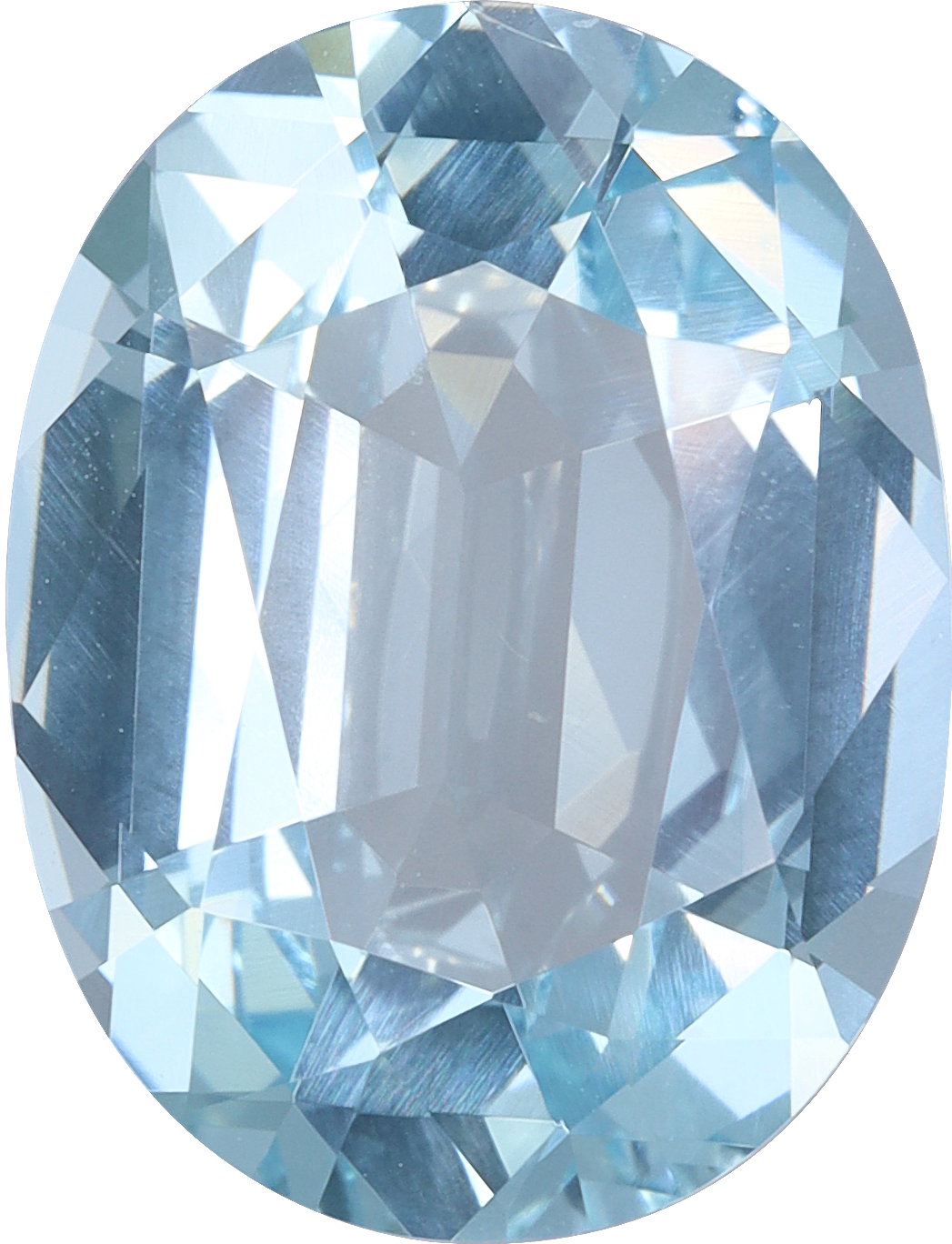 Oval cut aquamarine, 13.11 by 10.02 mm, shown at actual size