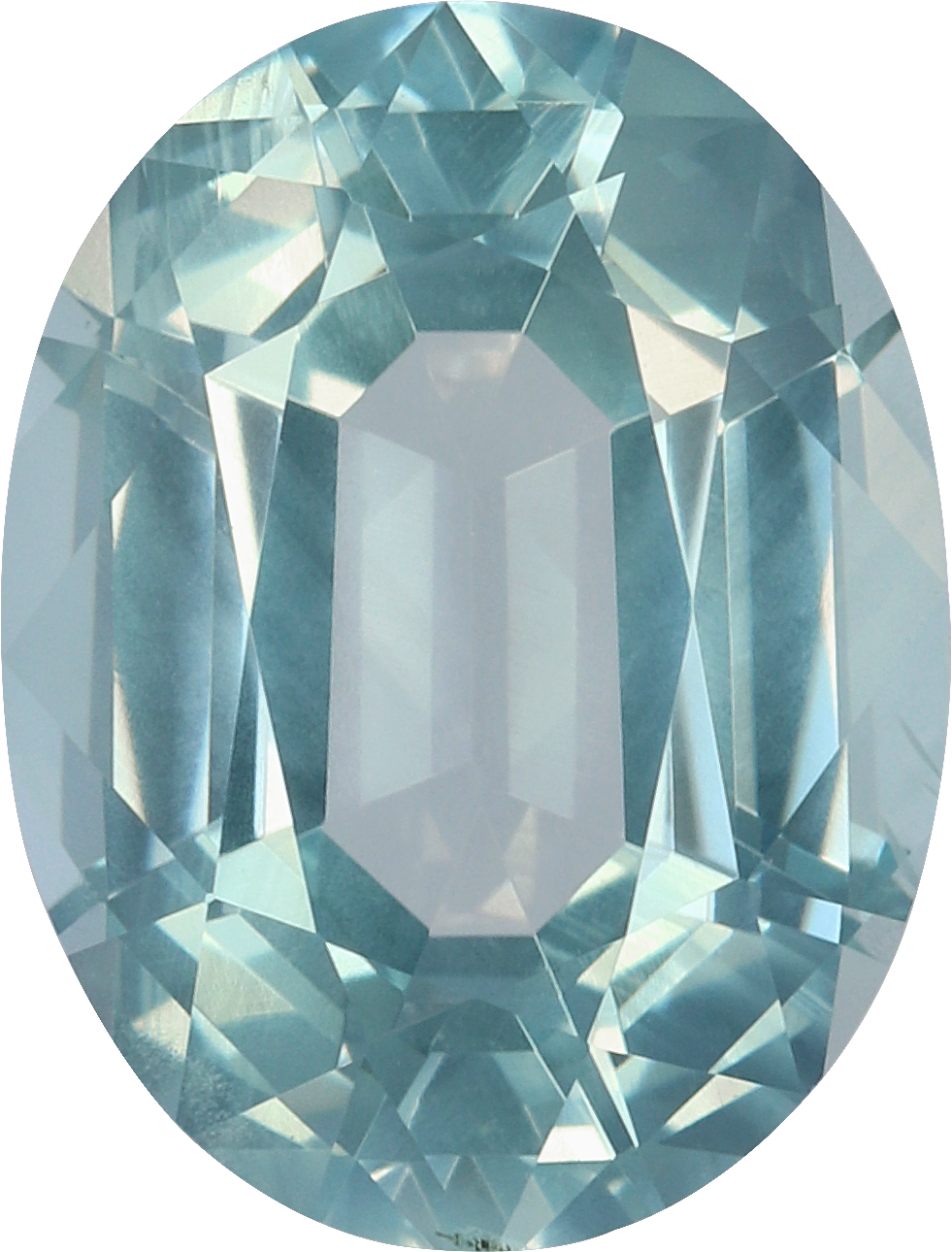 Oval cut aquamarine, 11.41 by 8.67 mm, shown at actual size