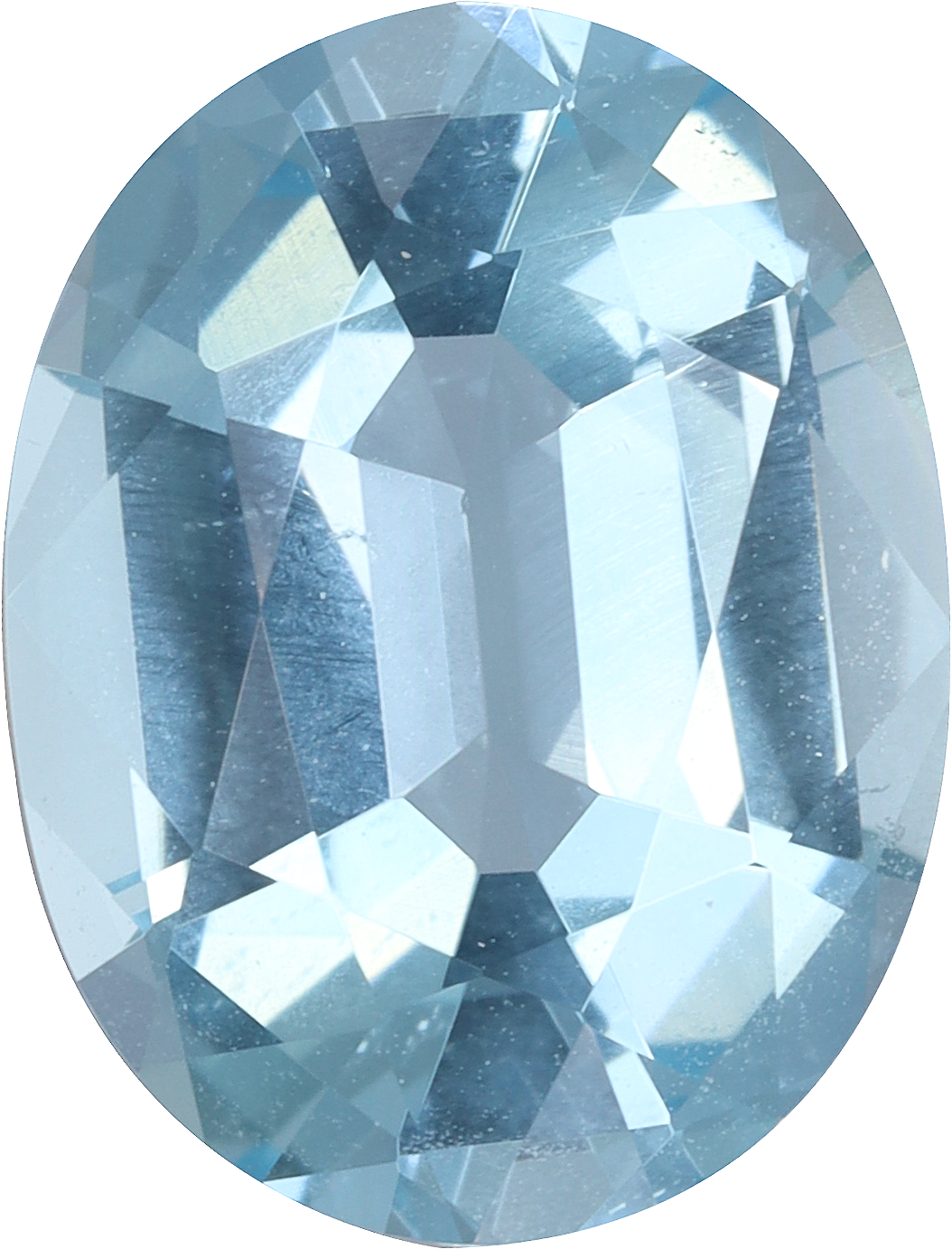 Oval cut aquamarine, 12.05 by 9.21 mm, shown at actual size