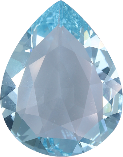 Pear cut aquamarine, 14.97 by 10.07 mm, shown at actual size