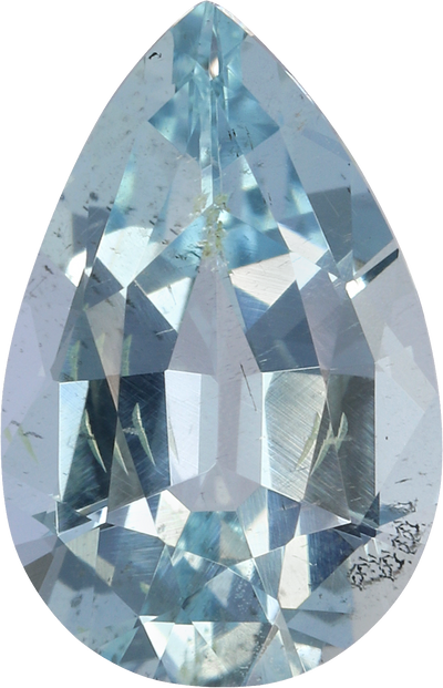 Pear cut aquamarine, 11.11 by 7.14 mm, shown at actual size