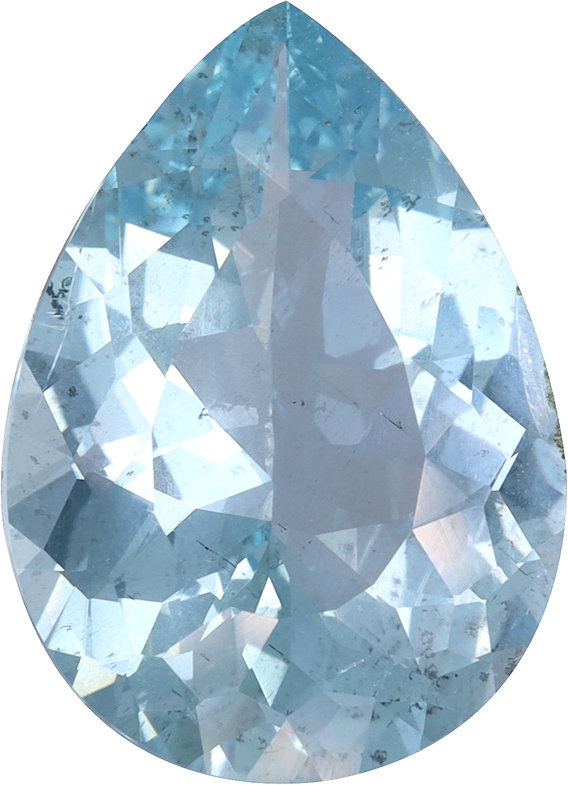 Pear cut aquamarine, 15.34 by 11.03 mm, shown at actual size