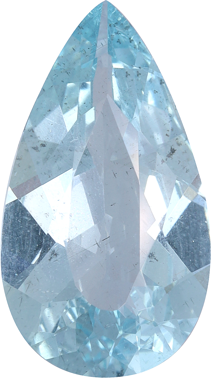 Pear cut aquamarine, 15.64 by 8.77 mm, shown at actual size