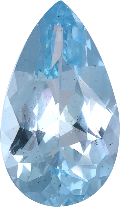 Pear cut aquamarine, 15.19 by 8.85 mm, shown at actual size